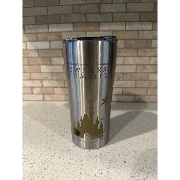 Rare Disney Parks Earmarked Program Owners Summit Iridescent Metal Tumbler - Picture 1 of 3